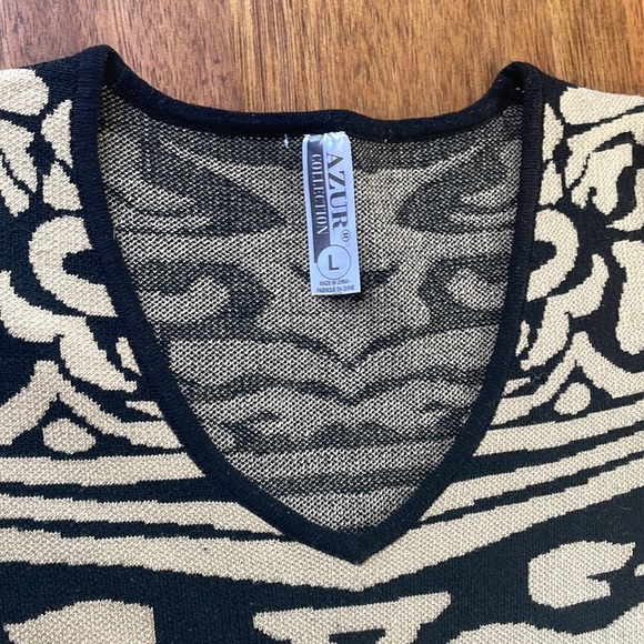 Azur Collections, Bold black & cream print, body con sweater dress, Size L - Picture 4 of 12
